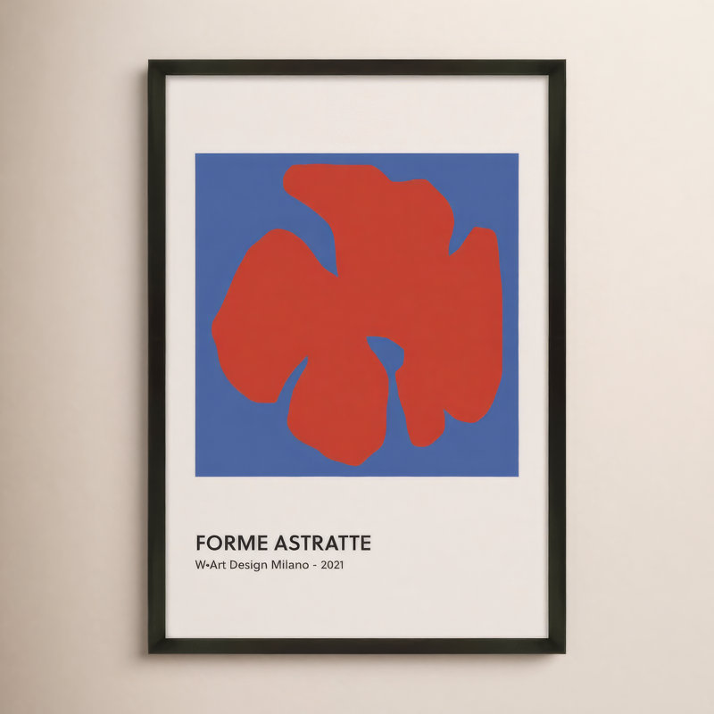 «Despina Forme Astratte Blue & Red» par Romina Gadler - impression à structure simple, Papier avec cadre noir