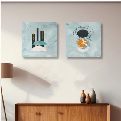 Stylish Decorative Canvas Paintings (2 Pieces), 12 x 12 Inches | 100% Canvas with 100% Wooden Frame | Perfect for Living Room, Bedroom, or Office Decor, Adds Elegance and Modern Touch to Any Space