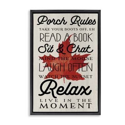 Canada Porch Rules with Leaf Floating Frame, design by Lil' Rue