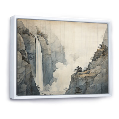 «Beige et gris Simple Cliff Waterfall I», reproduction sur toile