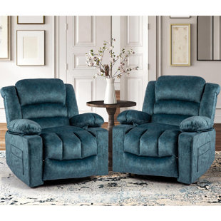 39.8'' Wide Velvet Upholstered Swivel Rocker Recliner Chair (Set of 2)