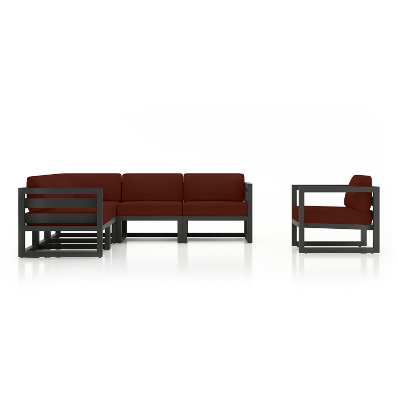 Avion 6 Piece Sectional Set - Black, Slate, Canvas Henna Sunbrella® Canvas