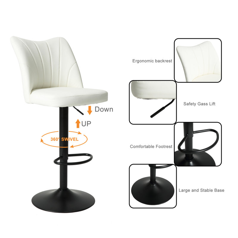 Ensemble de 2 tabourets pivotants, Blanc