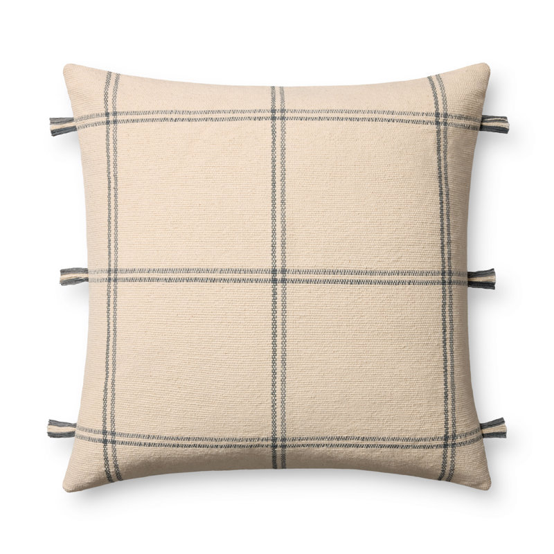 Coussin décoratif Amber Lewis x Loloi Lainey, Naturel / bleu, Housse de coussin seulement - sans coussin