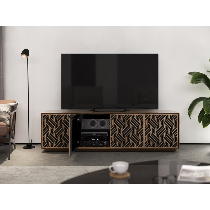 Elements - Cabinet with Rolling Plinth Base - Weave Door, Natural Walnut