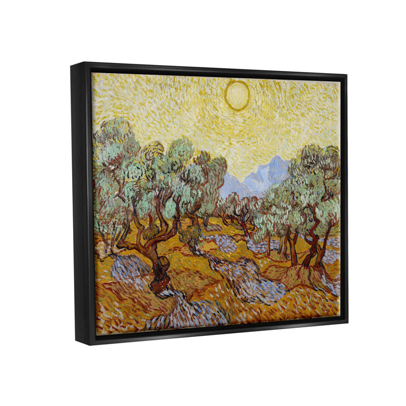 "Olive Trees" par Van Gogh, H 17 po x l 21 po x P 1,7 po, Cadre flottant noir de jais