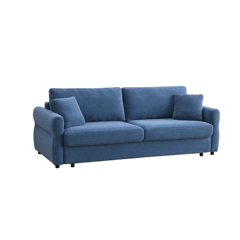 Canapé-lit Haran de 92 po, tissu bleu, Bleu