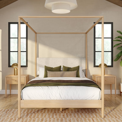 Jacelyn Canopy Bed with Upholstered Headboard,