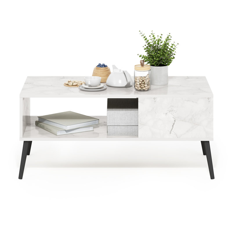 Havant Four Leg Coffee Table with Storage, Marble White
