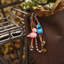 Bird Silver Metal Keychain with Natural Leather-748378843