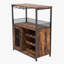 Bar à vin industriel avec support pour 12 bouteilles et porte-verres, armoire à liqueurs pour la cuisine et la salle à manger, buffet à porte en filet, brun rustique-1243820976