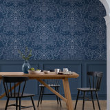 Laura Ashley Silchester Midnight Seaspray Blue Removable Wallpaper