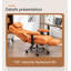 Chaise de bureau pivotante en cuir orange avec fauteuil inclinable