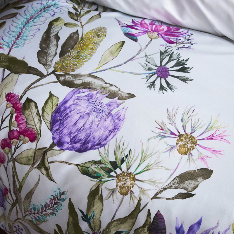 Satin Natural Modern Modern Duvet Cover Set, Single - 1 Standard Pillowcase, Pink/Purple/White