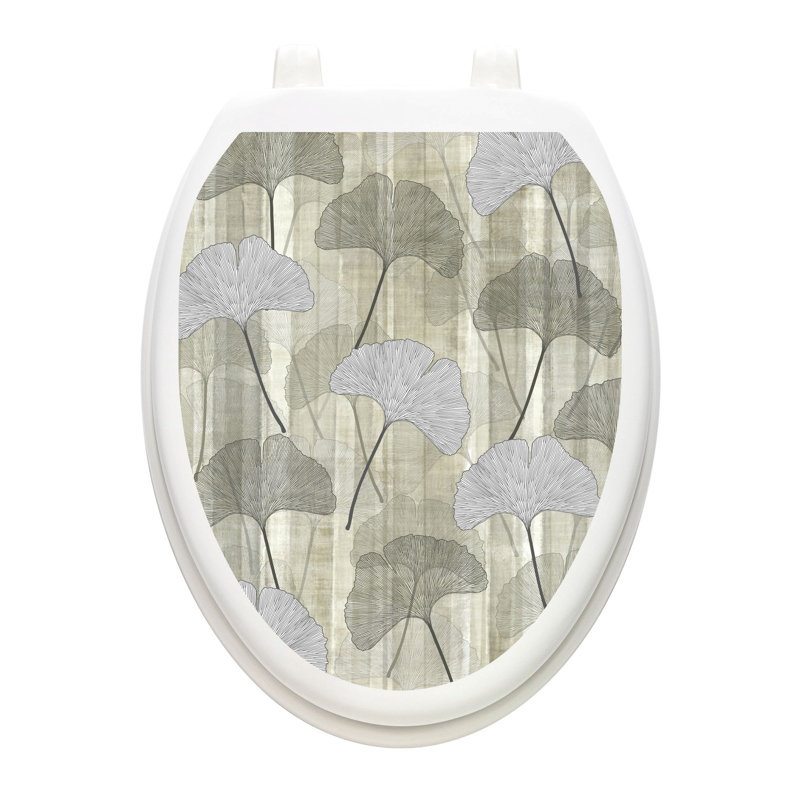 Décalcomanie de siège de toilette Botanical Ginkgo - Toilette moderne moderne, Allongé