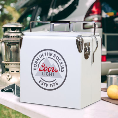 Coors Light Ice Chest Cooler with Bottle Opener 13L (14 qt), White and Silver