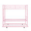 Lit superposé en métal rose avec lit gigogne - Lit moderne et fonctionnel, lit superposé, solide pour la durabilité, fonctionnement silencieux et stable, capacité de charge à bruit élevé, escalier sécuritaire, agencement simple-130762702