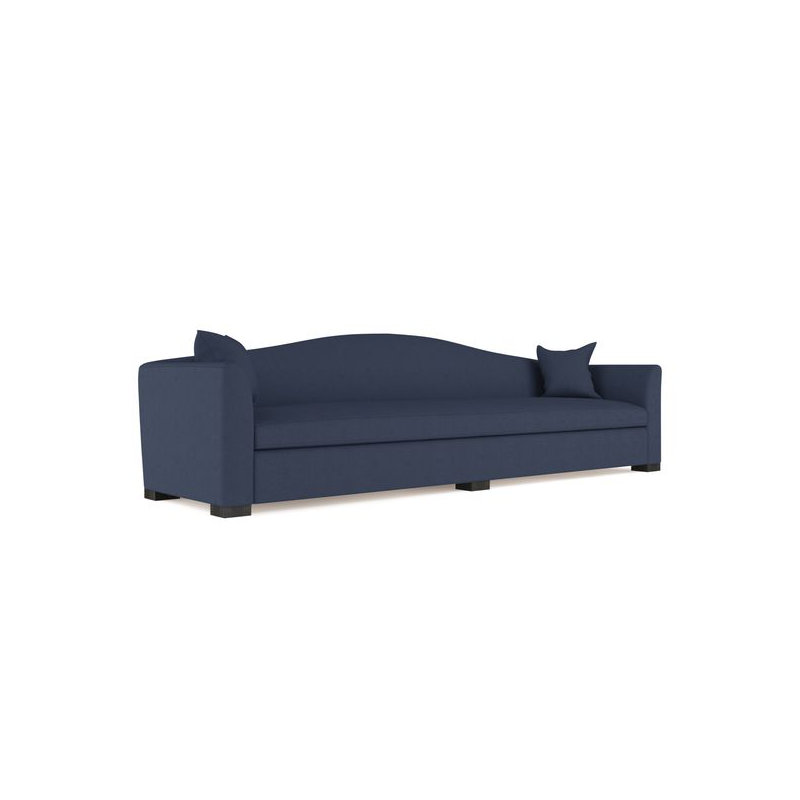 Horatio Camelback Taper Curved-Arm Extra Long Sofa, Ebony, Vintage Leather Chocolate, 33" H x 120" W x 36" D