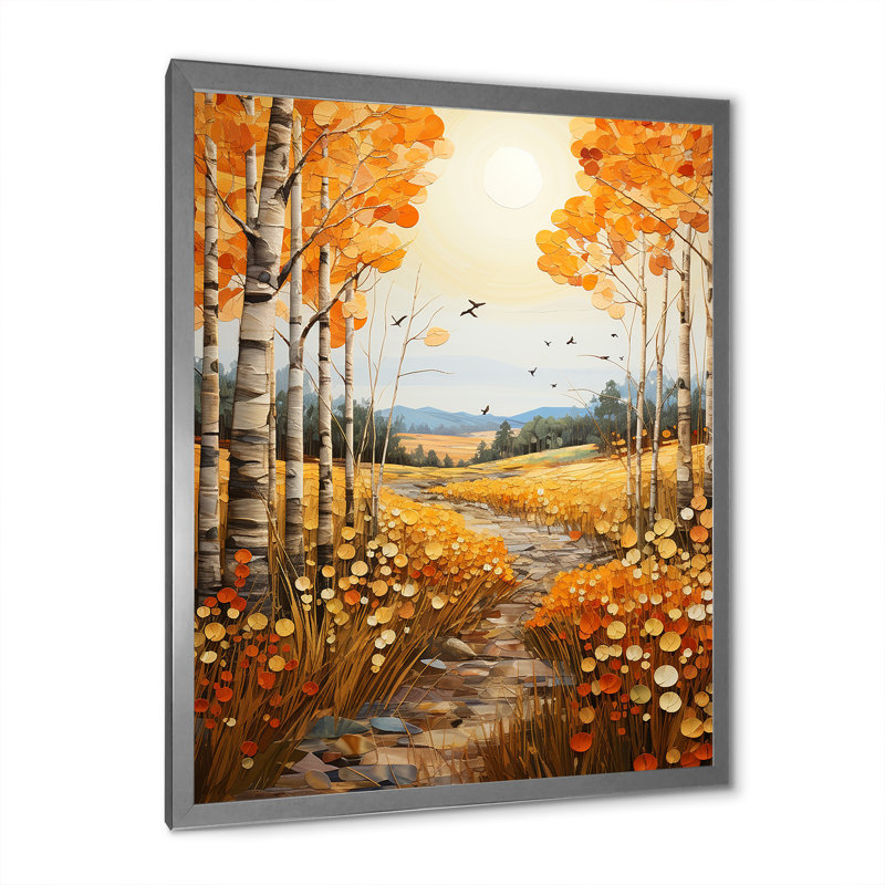 Tapisserie d'automne Cimberly Birch Woods IV, Cadre photo argenté, H 44 po x l 34 po x P 1,5 po