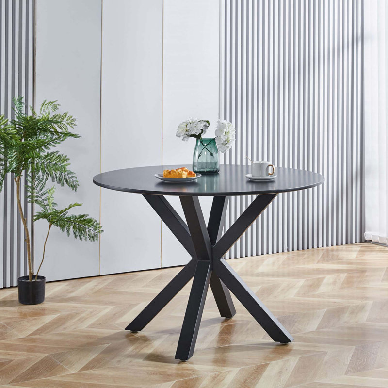 Ashbey rond, Noir mat, H 28,74 po x L 42,12 po x l 42,12 po, Noir