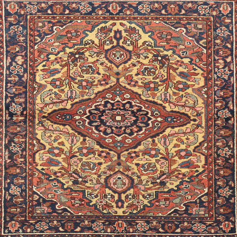 Tapis oriental brun / jaune / rouge, Carré 6 pi