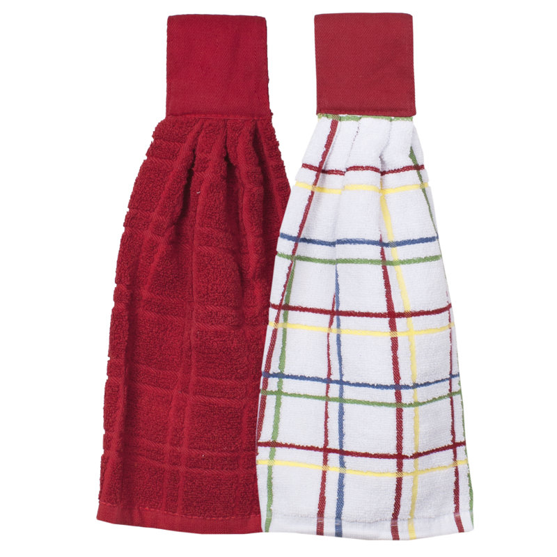 Cotton Plaid Waffle Dish Cloth Kitchen Towel, Paprika