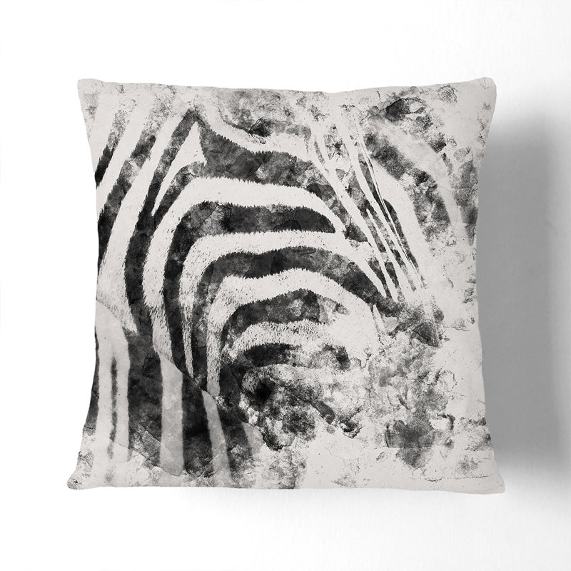 Stripes of the Zebras Watercolour Cushion with Filling, 40cm H x 40cm W x 15cm D, White