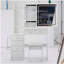 Meuble-lavabo de 37 po avec tabouret de chevet de taille moyenne 37 po + tabouret rembourré, grande commande tactile, interrupteur tricolore, miroir à luminosité réglable, rangement à grande capacité, convient aux espaces moyens-2054437698
