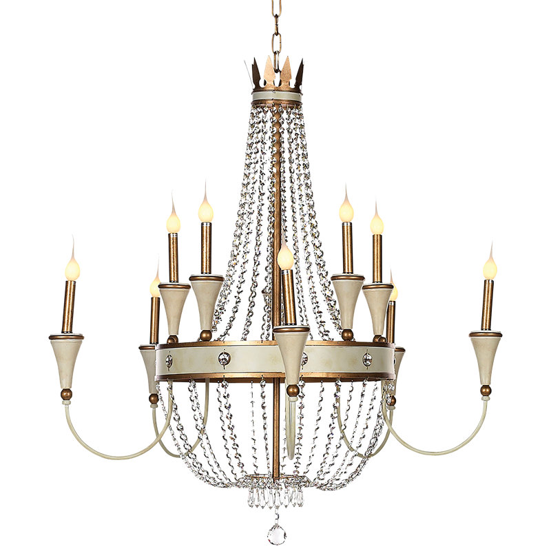 Lustre empire à 10 lumières de style bougie Josephine