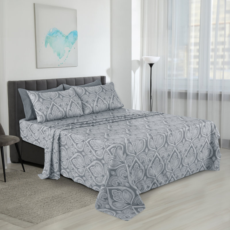 Ensemble de draps en microfibre Lux Hotel, Gris, Ensemble de draps pour très grand lit californien