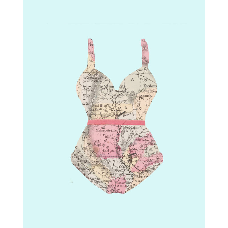 Maillot de bain rétro carte du nord de la Californie par Linda
