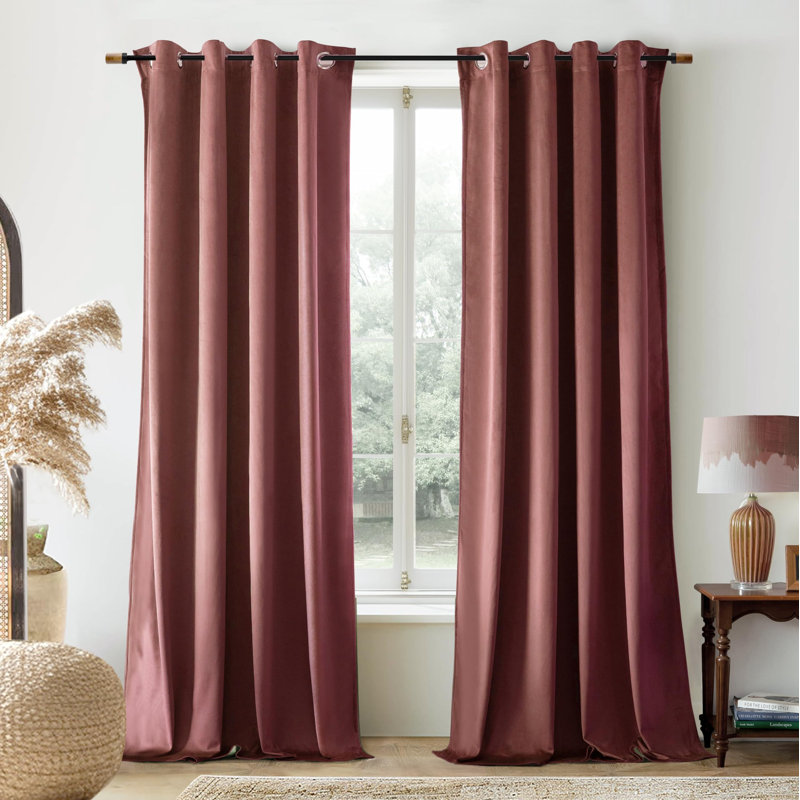 Ensemble de 2 rideaux obscurcissants en velours, Vieux rose, L 52 po x L 84 po