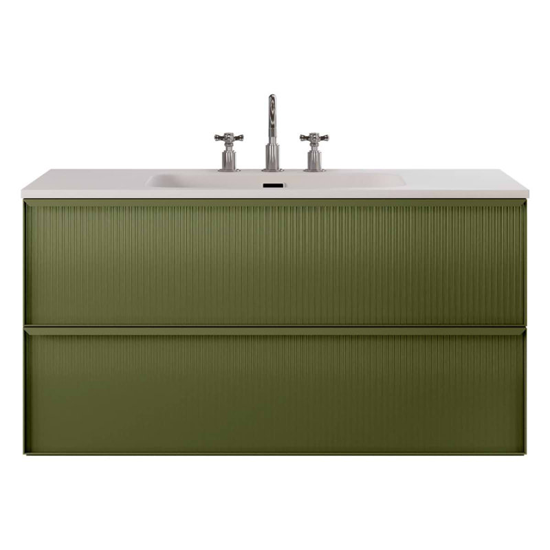 Astor 42" Single Vanity With Integrated White Solid Surfacetop, Olive Green, 42"