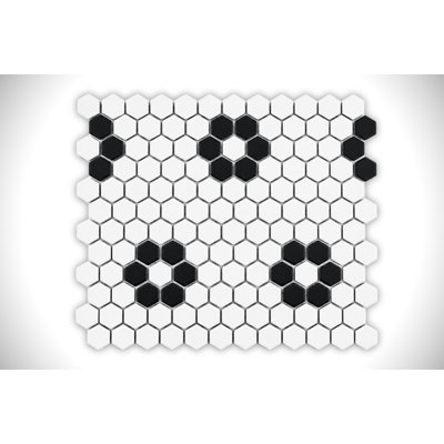 FLOWER WHITE AND BLACK PORCELAIN MOSAIC