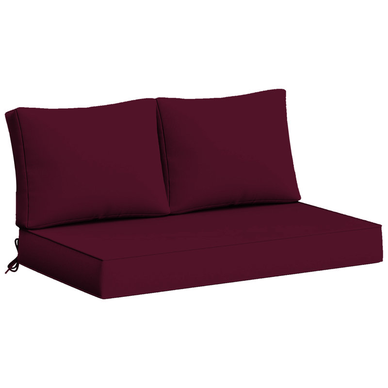 48" X 24" Waterproof Outdoor Loveseat Cushion Set, Patio Furniture Replacement, Burgundy