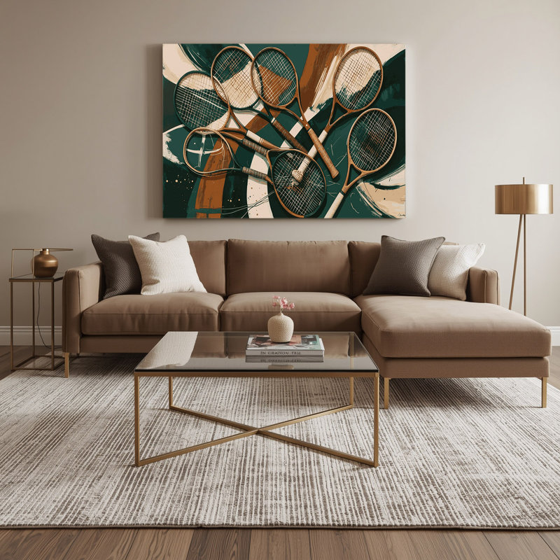 Art sur toile, raquettes de tennis, H 12 po x l 18 po