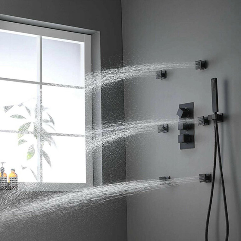 Ensemble de robinets de douche thermostatique noir mat 8 po