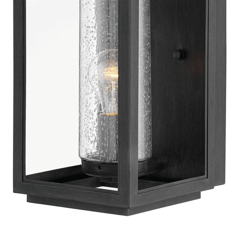 Atwater Outdoor Wall Lantern, 14" H x 6.5" W x 7" D, Black, Black