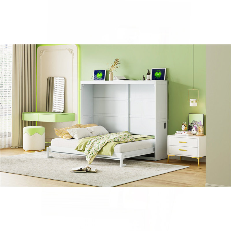 Grand lit escamotable mural, blanc, Blanc, Grand lit