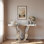 Silver Mirrored Console Table With Curved Legs And Inlaid Crystal-like Stones