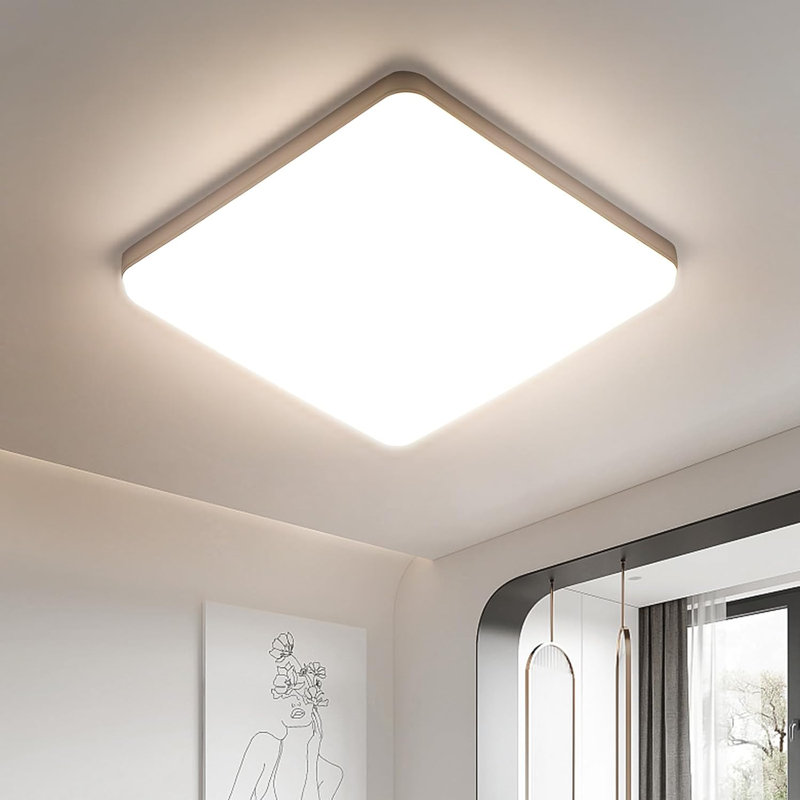 Square LED Flush Mount, White, 3.5cm H X 30cm W X 30cm D