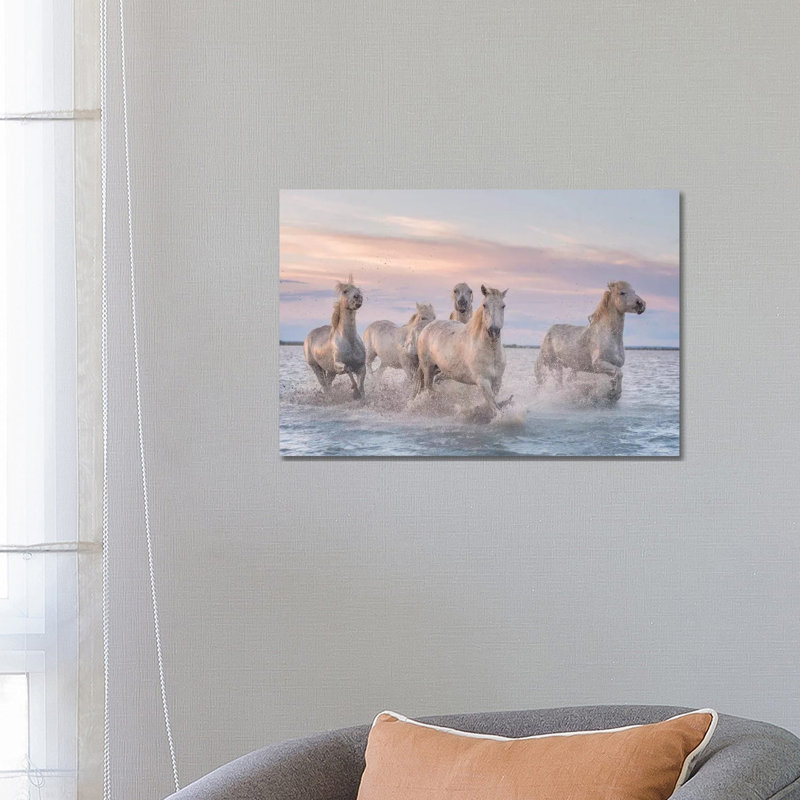 White Angels Of Camargue XXXI by Daniel Kordan - Print on Canvas, 66.04 cm H x 45.72 cm W x 1.91 cm D, Wrapped Canvas