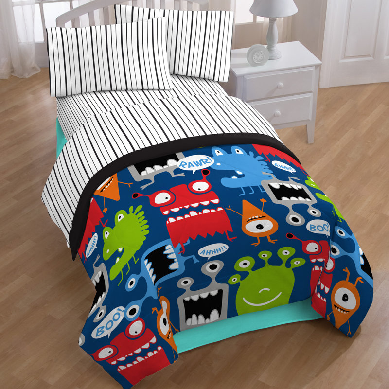 Ensemble de literie enfant en feuille 4 pièces black stripe Just For Kids