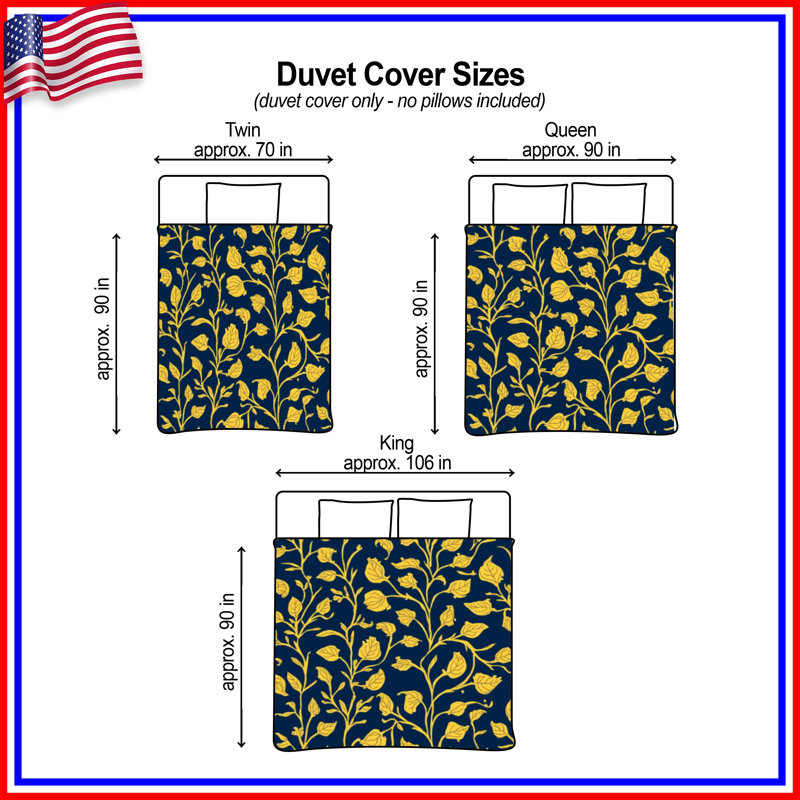 Yellow Floral Pattern Duvet Covers, King