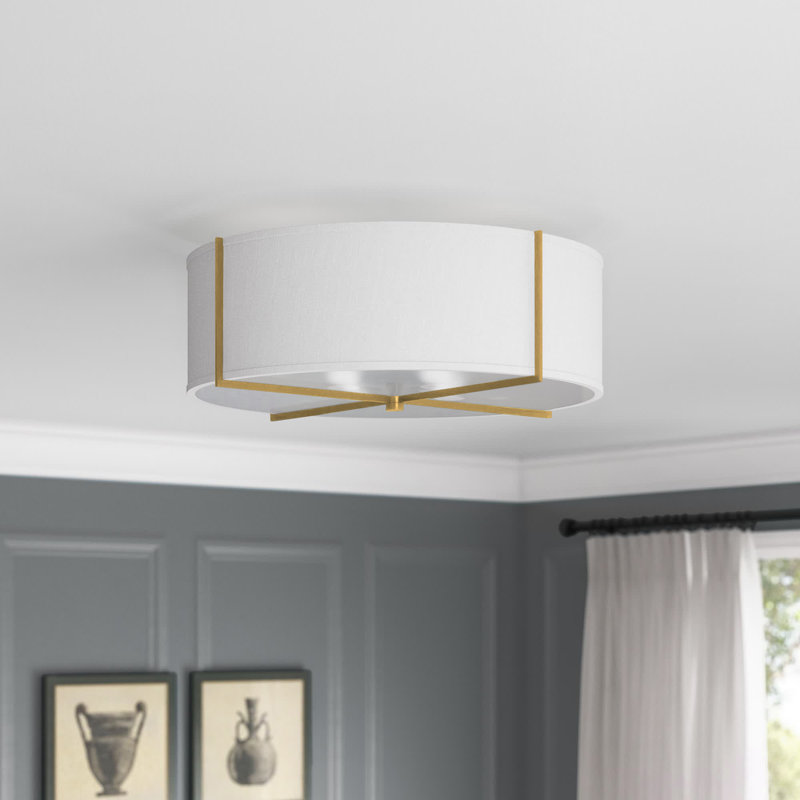 Axis 4 - Light 25.5" Semi Flush Mount, Off White, Heritage Brass