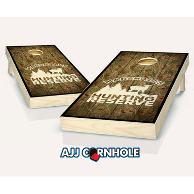 2' x 1' Hunting Reserve Personalized Stained Solid Wood Cornhole Set with Bags