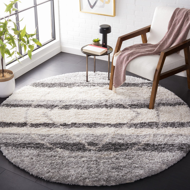 Fontana Shag 800 Performance Striped Rug, Round 6'7"