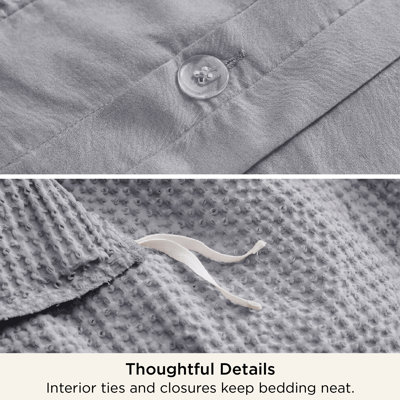 Essential Collection 100% Cotton Waffle Weave Duvet Cover Set