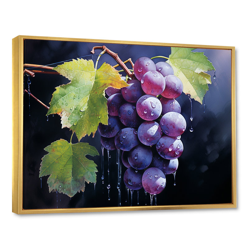 Raisins grâce sur toile, Cadre flottant doré, 34" H x 44" W
