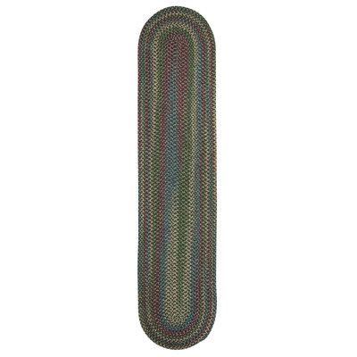 Tapis tressé vert foncé/beige Dollman